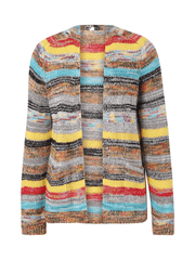 Inrosy pull cardigan en grosse maille arc en ciel rayé poches manches longues femme vintage décontracté manteau en tricot à devant ouvert