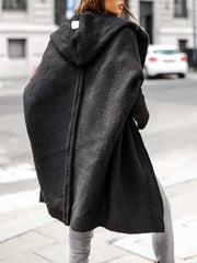 Inrosy pull cardigans à capuche manches chauve souris manches longues femme élégant mode lâche ample oversized décontracté