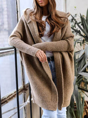 Inrosy pull cardigans à capuche manches chauve souris manches longues femme élégant mode lâche ample oversized décontracté