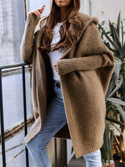 Inrosy pull cardigans à capuche manches chauve souris manches longues femme élégant mode lâche ample oversized décontracté