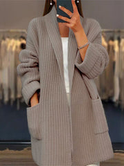 Inrosy pull cardigans unicolore poches v-cou manches longues femme casual oversized décontracté