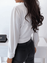 Inrosy chemisier de bureau unicolore v-cou décolleté plongeant manches longues femme casual style tailleur mode blouse
