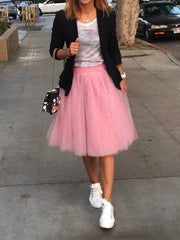 Inrosy mi-longue jupe plissé tutu en tulle élégant femme