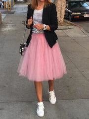 Inrosy mi-longue jupe plissé tutu en tulle élégant femme