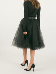 Inrosy mi-longue jupe plissé tutu en tulle élégant femme