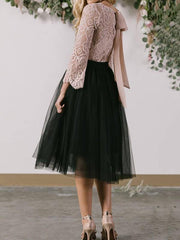 Inrosy jupe mi-longue tutu en tulle plissé taille élastique noir