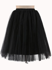 Inrosy jupe mi-longue tutu en tulle plissé taille élastique noir