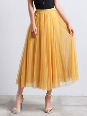 Inrosy jupe longue bouffante tutu tulle trapèze fluide femme casual doux