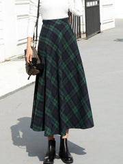 Inrosy jupe longue carreaux avec poches fluide vintage femme