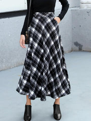 Inrosy jupe longue carreaux avec poches fluide vintage femme