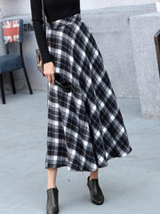 Inrosy jupe longue carreaux avec poches fluide vintage femme