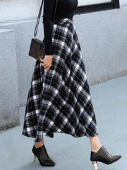 Inrosy jupe longue carreaux avec poches fluide vintage femme