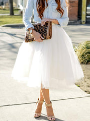 Inrosy mi-longue jupe bouffante tutu en tulle élégant femme blanc