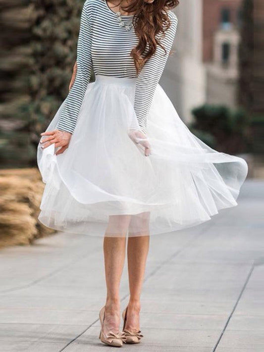 Inrosy mi-longue jupe bouffante tutu en tulle élégant femme blanc