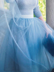 Inrosy mi-longue jupe plissé bouffante tutu en tulle bleu