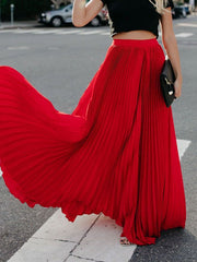 Inrosy jupe maxi longue plissé élégant femme robe