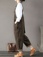 Inrosy salopette velours cotelé bretelle poches ample décontracté femme