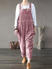 Inrosy salopette velours cotelé bretelle poches ample décontracté femme