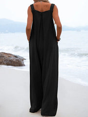 Inrosy salopette larges jambes évasé en lin bretelle femme bohème décontracté ample combinaisons