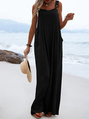 Inrosy salopette larges jambes évasé en lin bretelle femme bohème décontracté ample combinaisons