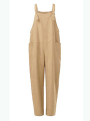 Inrosy salopette en coton unicolore nœud poches bretelle femme décontracté ample combinaison