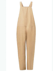 Inrosy salopette en coton unicolore nœud poches bretelle femme décontracté ample combinaison