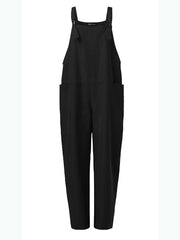 Inrosy salopette en coton unicolore nœud poches bretelle femme décontracté ample combinaison