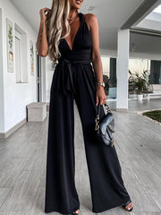 Inrosy combinaison pantalon large bandage croisé dos nu élégant femme mariage