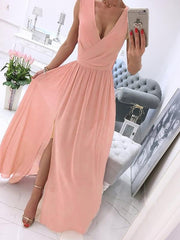 Inrosy robe longue mousseline fluide fendu le côté v-cou chic