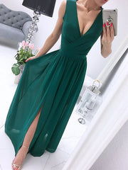 Inrosy robe longue mousseline fluide fendu le côté v-cou chic