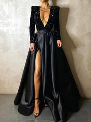 Inrosy robe longue brillante paillette manches longues élégant de soirée