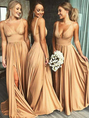 Inrosy robe demoiselles d'honneur longue fendu le côté v-cou bretelle femme élégant