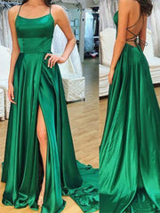 Inrosy longue robe dos nu fendu le côté croisé dos col rond mode de bal vert