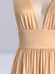 Inrosy robe demoiselles d'honneur longue fendu le côté v-cou bretelle femme élégant