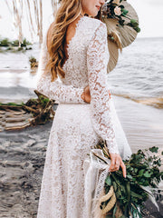 Inrosy rmariage robe longue dentelle dos nu v-cou manches longues élégant de soirée