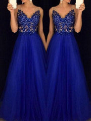 Inrosy robe longue avec dentelle tulle sans manches élégant bleu roi