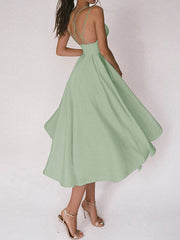 Inrosy mi-longue robe trapèze dos nu fines brides v-cou élégant de cocktail