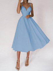 Inrosy mi-longue robe trapèze dos nu fines brides v-cou élégant de cocktail