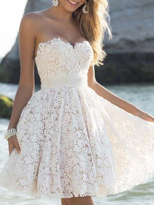 Inrosy robe courte dentelle bustier fluide élégant de cocktail de plage