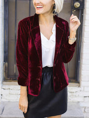 Inrosy blazer en velours col revers élégant mode femme veste