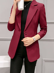 Inrosy blazer unicolore boutons col cranté manches longues élégant femme de bureau