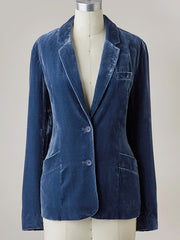 Inrosy blazer velours boutonnage poches manches longues femme style tailleur mode veste automne