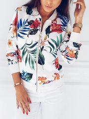 Inrosy bomber imprimé à fleurie manches longues femme veste