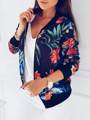 Inrosy bomber imprimé à fleurie manches longues femme veste