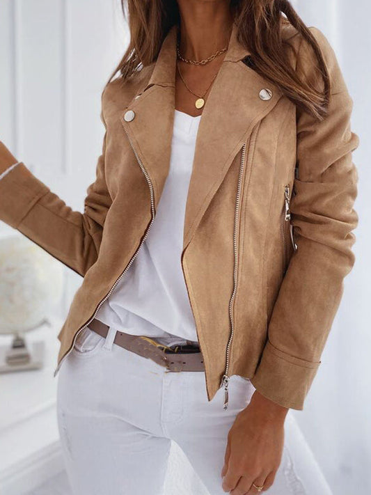 Inrosy perfecto veste en suedine fermeture éclair mode femme jacket