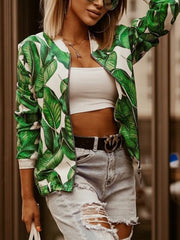 Inrosy bombers imprimé à fleurie fermeture éclair manches longues femme mode veste