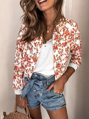 Inrosy court bombers imprimé liberty fleurie fermeture éclair femme casual veste rouge