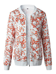 Inrosy court bombers imprimé liberty fleurie fermeture éclair femme casual veste rouge