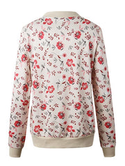 Inrosy court bombers imprimé à fleurie fermeture éclair manches longues femme veste rose