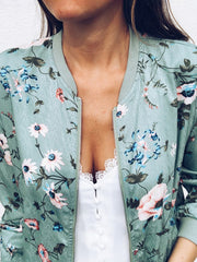 Inrosy bombers été imprimé à fleurie fermeture éclair femme casual boho vestes